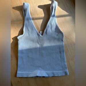 Nikibiki Ribbed V-Neck Crop Top – Cashmere Blue | One Size